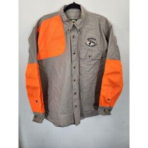 Cabelas Mens L Hunting Shooting Shirt Blaze Orange Pheasant High Brass Preserve